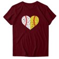 thumbnail image 3 of Gibobby Camisetas de verano para mujer Mujeres Casual Béisbol Impresión Mangas Cuello Redondo Camiseta Suelta Blusa Tops(Vino,XL), 3 of 4