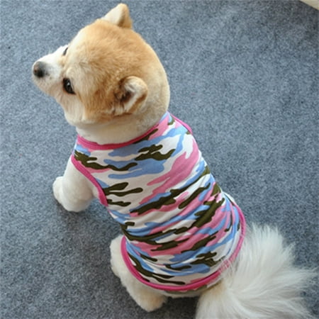 YUEHAO Pet Supplies Cute Dog Summer Pet Puppy Camouflage Vest Shirt Small Dog Pet Vest Clothes Appar Pink