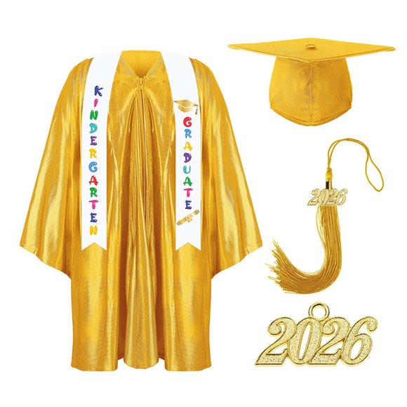 Odeerbi 1-10 Años Niños Niñas Vestido de Graduación Conjunto Color Sólido Vestido de Manga Larga Con Estoro, Gorra Y Bornilla Traje de 3 Piezas