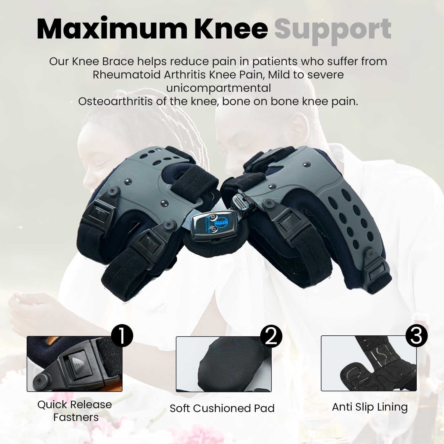 Comfyorthopedic Osteoarthritis OA Unloader Knee Brace For Cartilage Degeneration, Arthritis Knee Pain Support, Bone On Bone Knee Offloader With Built-in Adjustment key.Left