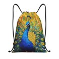 thumbnail image 1 of Xecao Peacocks Pattern Sports Drawstring Backpack - String Swim Gym Bag with Wet Proof Pocket for Women&Men-Medium, 1 of 6