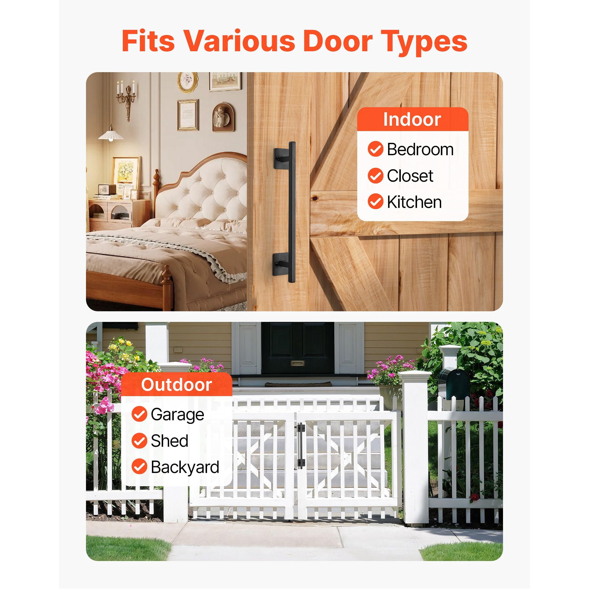 Single-Piece Carbon Steel Fence Door Handle, Black Coated Rust Corrosion Resistant, Durable Barn Gate Pull Handle for Outdoor Shed Fence Door