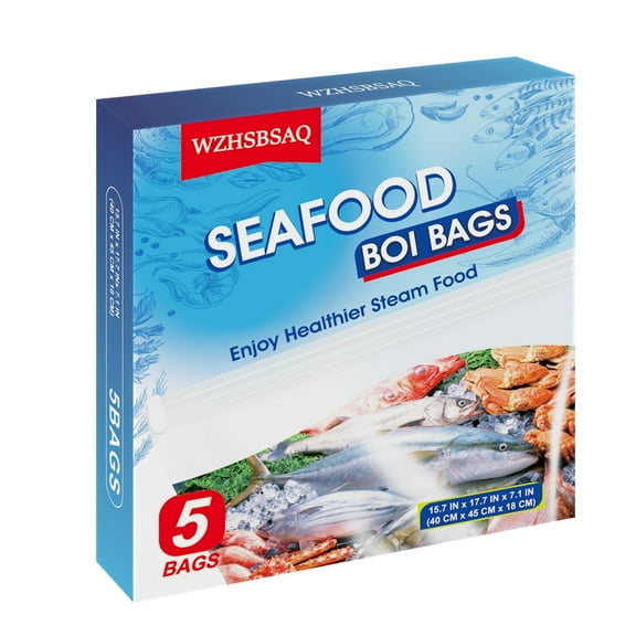 Seafood Boiling Bags Extra Large Boiling Bags for Fish, Crab, Shrimp and Vegetables - Cooking and Storage Bags, Extra Large 5pc, 17.7 in. x15.7 in.