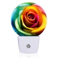thumbnail image 2 of Round LED Night Lights Lamp with Dusk to Dawn Sensor, Rainbow Colored Rose In Full Bloom Night Light Plug Into Wall for Kids Room, Bedroom, Bathroom, Kitchen, Hallway, 2 of 4