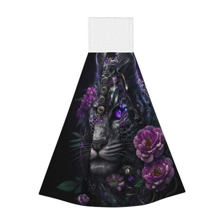 

Lukts Purple-Eyed Floral Leopard for Coral Fleece Velcro Towel Suitable for Bathroom Kitchen Hanging Absorbent Towel Household Items
