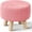 Pink, variant on Pouf Ottoman, 100% Cotton Knitted Boho Footstool, Round Footrest with Non-Skid Wood Legs, Home Décor Handmade Pouffe, Leisure Floor Step Stool for Living Room (Pink)