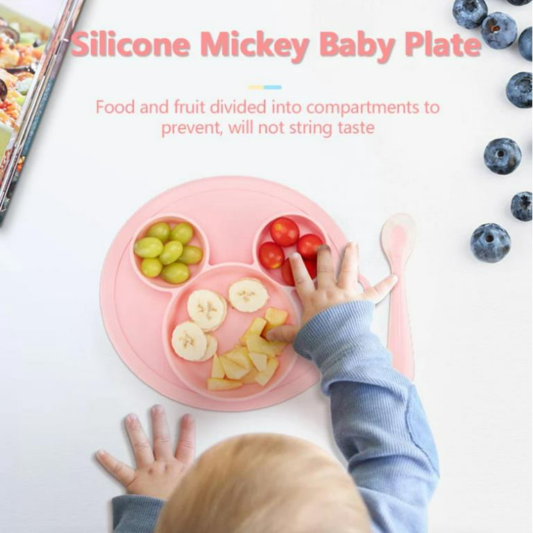 Upwardbaby Suction Toddler Plates and Bowls Set for Babies Silicone Non Slip Baby Feeding Set Kids Placemats with Spoons