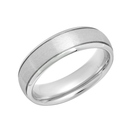 Men’s Tungsten 6MM Grooved Satin Wedding Band - Mens