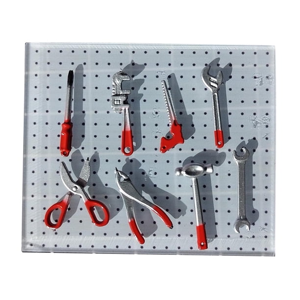 Juego de 8 herramientas de garaje para coche, escala 1/64, juguetes de simulación para taller de maquetas de arquitectura Rojo