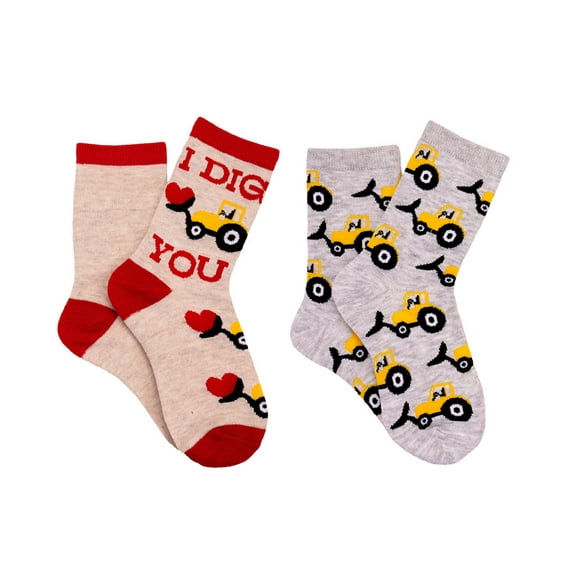 Everything Legwear Boys Valentines I Dig You 2 Pair Crew Socks