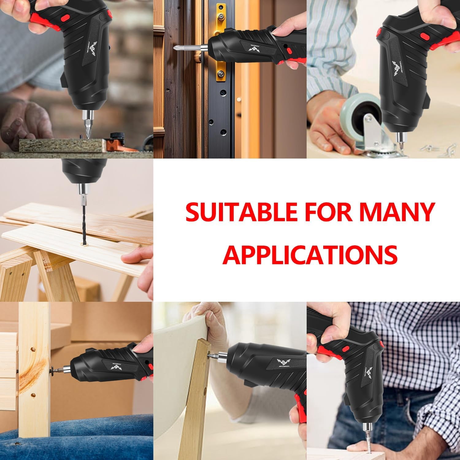 16 in 1 Electric Screwdriver Cordless Rechargeable Small Power Drill Set 3.6V Li-ion 3.5Nm Max Torque Electric Rotatable with LED Light Screwdriver for Home Office DIY Tools (Black)