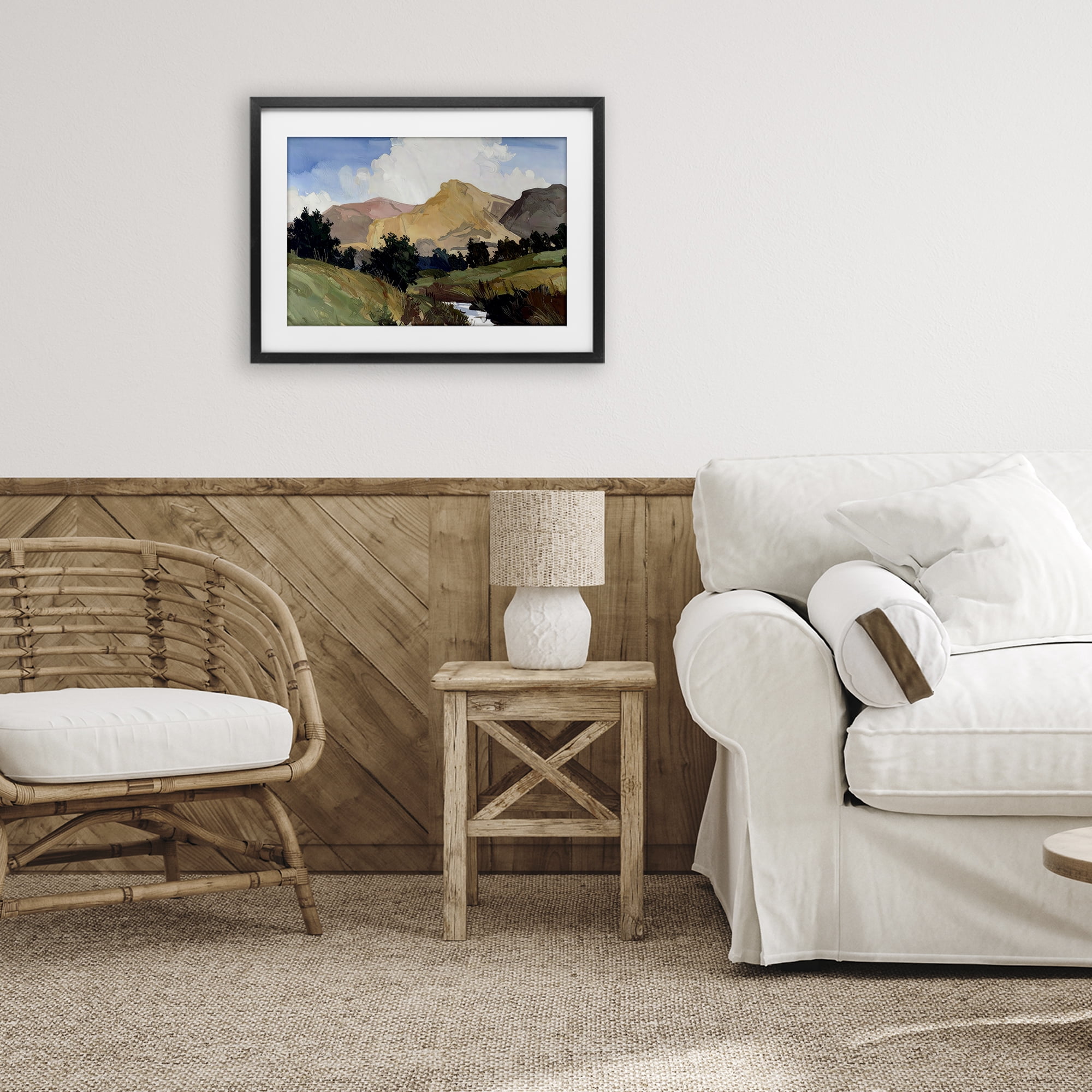 Stupell Industries River Mountain Divide Black Framed Print Under Glass, design by Alonza Saunders