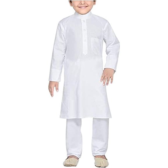 Royal Kurta Kid's White Cotton Kurta Pyjama (5-6 Years.)