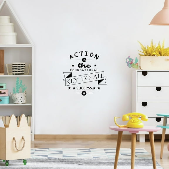 Action Is The Key To Success Quote Positive Life Motivation Inspiration Quotes Saying Wall Art Sticker Designs Vinyl Stickers For Home House Walls Rooms Windows Bedroom Decoration Size (20x20 inch)