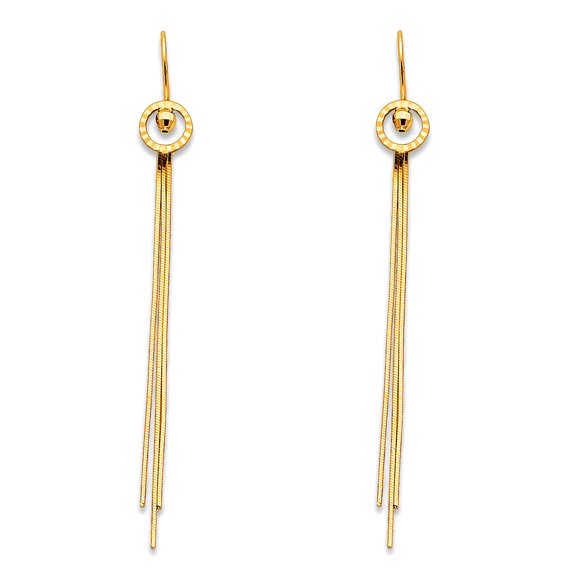 14k Yellow Gold Elegant Tassel Chandelier Hanging Dangling Strings Earrings Jewelry Female Unisex