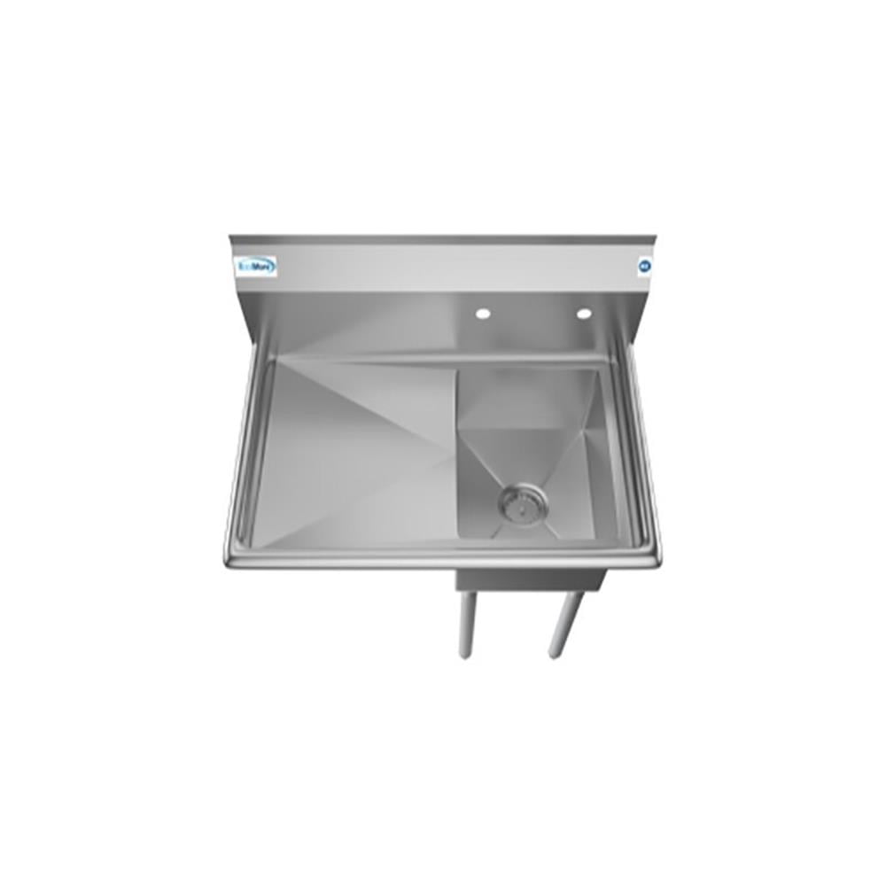Pemberly Row Silver 12x16x10 Left NSF Stainless Steel Kitchen Prep/Utility Sink