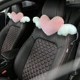 thumbnail image 2 of 2 Pcs Plush Heart Shaped Pillow, Pink Car Headrest Pillow with Angle Wings, Cute Soft Neck Support Cushion, Ideal for Comfort and Style in Cars, Reusable and Washable, 19.3 x 9.1", 2 of 5