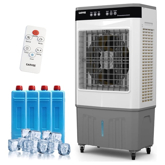 Garvee 3500 CFM Evaporative Air Cooler with Remote, 8.4 Gal Portable Swamp Cooler W/3 Speeds and Timer for Home, Office