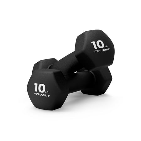 Tru Grit - Hex Neoprene Dipped Dumbbell 10lb Single - Black