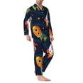 thumbnail image 2 of Salouo Spaceships and Stars Print Button-Front Long Sleeve Pajama Set for Men, Soft 2Pjs Men's Long Sleeve Sleepwear-Medium, 2 of 7
