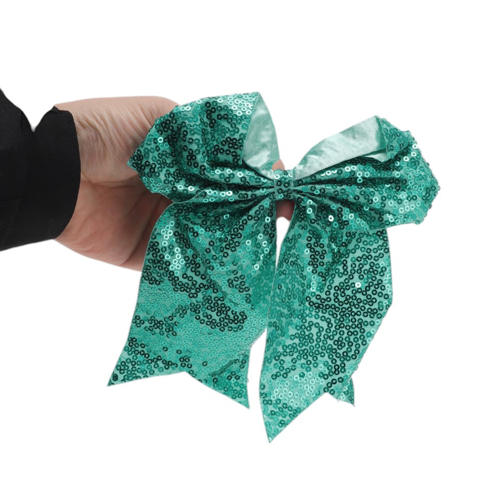 NOMADIC NOOK Elegant Sequins Bow Hair Ties for Home 5 Pcs Green Red Champagne Blue