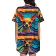 thumbnail image 6 of Daiia Colorful Textured Chihuahua Pattern Womens Pajama Sets Short Sleeve Pajamas for Women Sets Soft Lounge Sets Casual Round Neck Sleepwear PJS-3X-Large, 6 of 7