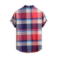 thumbnail image 5 of USNSM Men's Casual Plaid Print Turndown Collar Short Sleeve Buttons Shirt Quick Dry Lightweight Summer Beach Vacation Tops Red M, 5 of 5