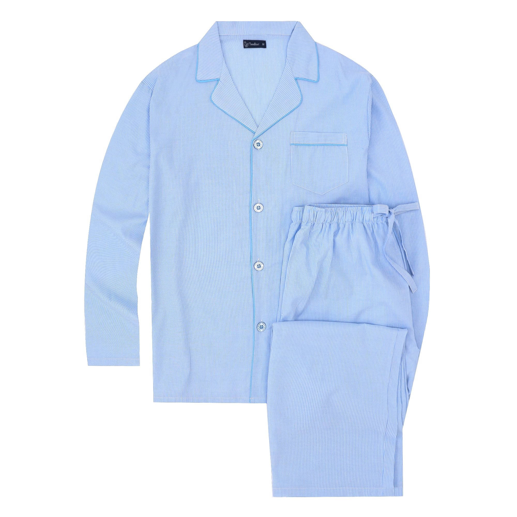 Twin Boat Mens 100% Woven Cotton Pajama Sleepwear Set