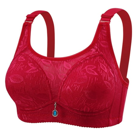 Wireless Bras Plus Size  Xunlbb Woman s Lace Thin Style Ventilate Large Size Bra Without Steel Rim(Red 44/100)