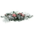 thumbnail image 3 of Northlight Triple Candle Holder with Flocked Pine and Christmas Ornaments - 32" - Red and White, 3 of 6