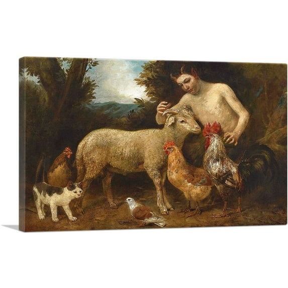 ARTCANVAS Satyr Boy With Animals Canvas Art Print by Johann Baptist Hofner - Size: 26" x 18" (1.50" Deep)