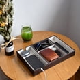 thumbnail image 5 of Men's Valet Tray with Charging Slot, 4-Compartment PU Leather Catchall Organizer, Dresser Nightstand Entryway Storage for Phone, Wallet, Keys, Watch & Accessories, 5 of 6