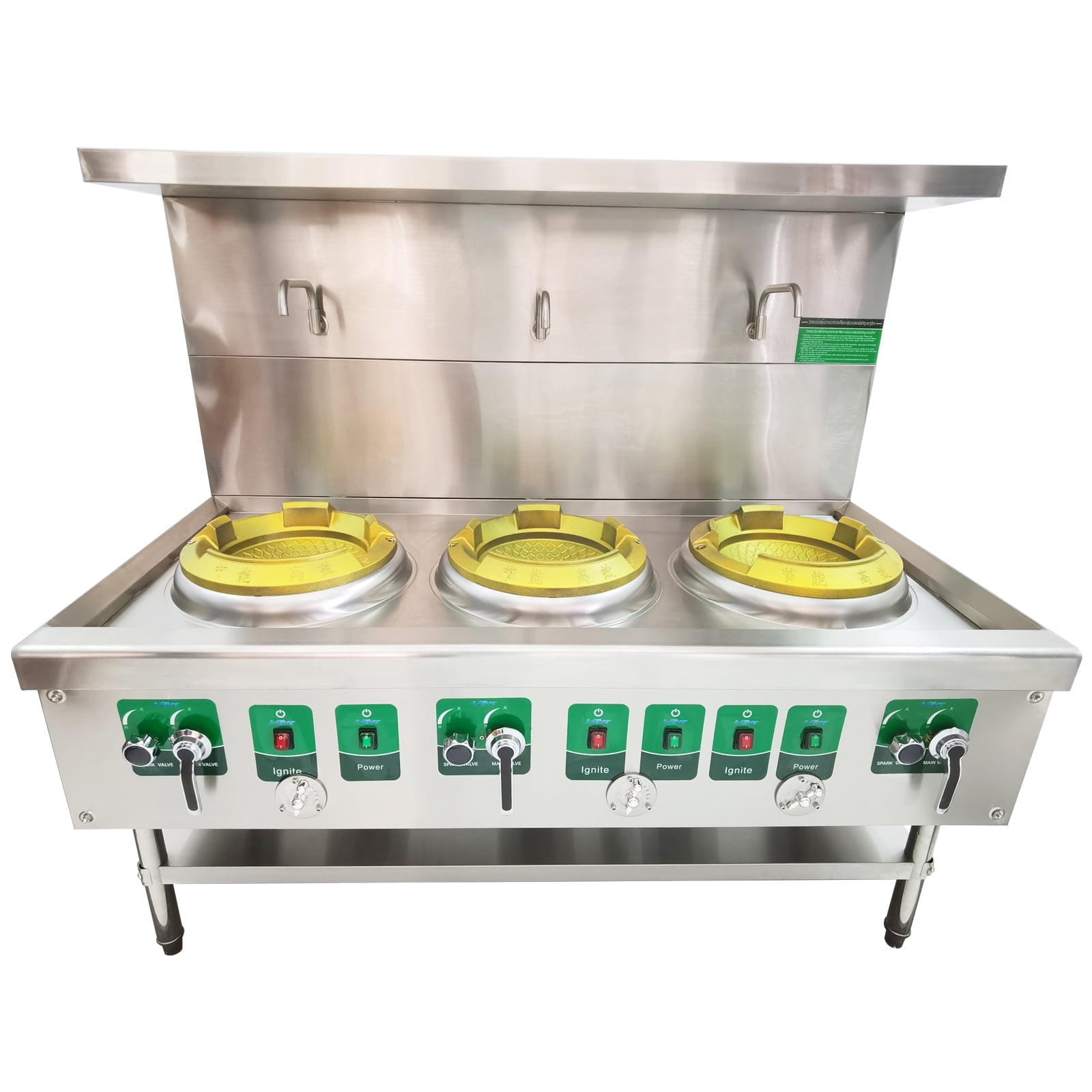 13" LPG and Natural Gas Chamber Triple Burner Open Style Commercial Gas Wok Three-head Gas Stove