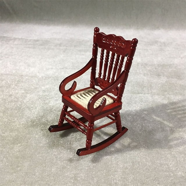 MERRYHAPY 1Pcs Miniature Rocking Chair 5x6.5x9.3cm Dark Brown for Mini House Accessory