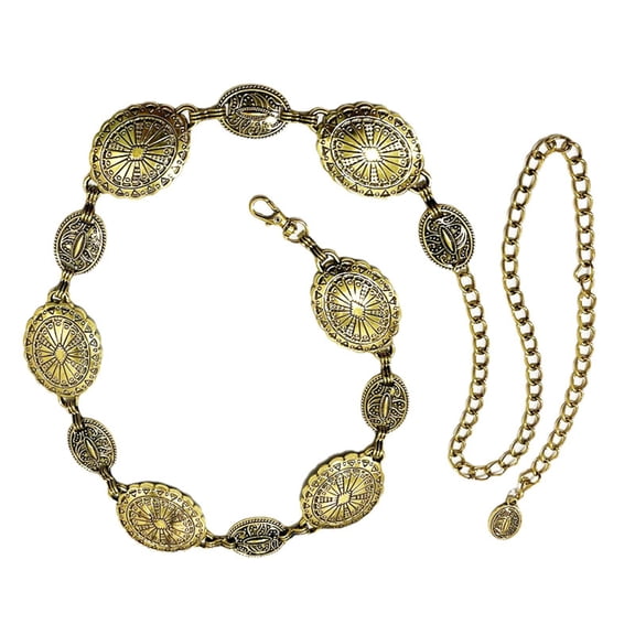 Abbraccia Women Waist Chain Belt Metal Belt Adjustable Casual Waistband Body Link Belt Dress Belt for Dress Lady Skirt Jeans Decorative Gold