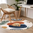 thumbnail image 4 of Round Rugs 3Ft, Boho Round Area Rug Washable Indoor Throw Carpet, Bohemia Middle Century Leaves Abstract Minimalist Beige Small Non Slip Circle Rug for Bedroom Living Room Home Decor Aesthetic, 4 of 8