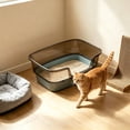 thumbnail image 5 of HWRETIE Semi Enclosed High Sided Cat Litter Box Splash Proof Open Top Design Spacious Cat Toilet for Cats Under 10 Pounds Easy Clean Indoor Litter Tray, 5 of 5