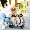 thumbnail image 4 of 3-in-1 Pet Trolley Bag, Airline Friendly Rolling Cat Carrier with Ventilation Holes, Detachable Shoulder Strap, for Camping Hiking Vet Visits(Black), 4 of 8