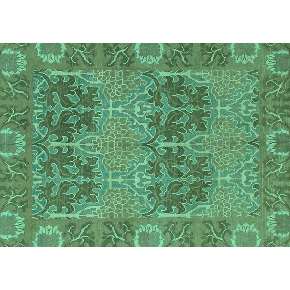 Ahgly Company Indoor Rectangle Abstract Turquoise Blue Modern Area Rugs, 3' x 5'
