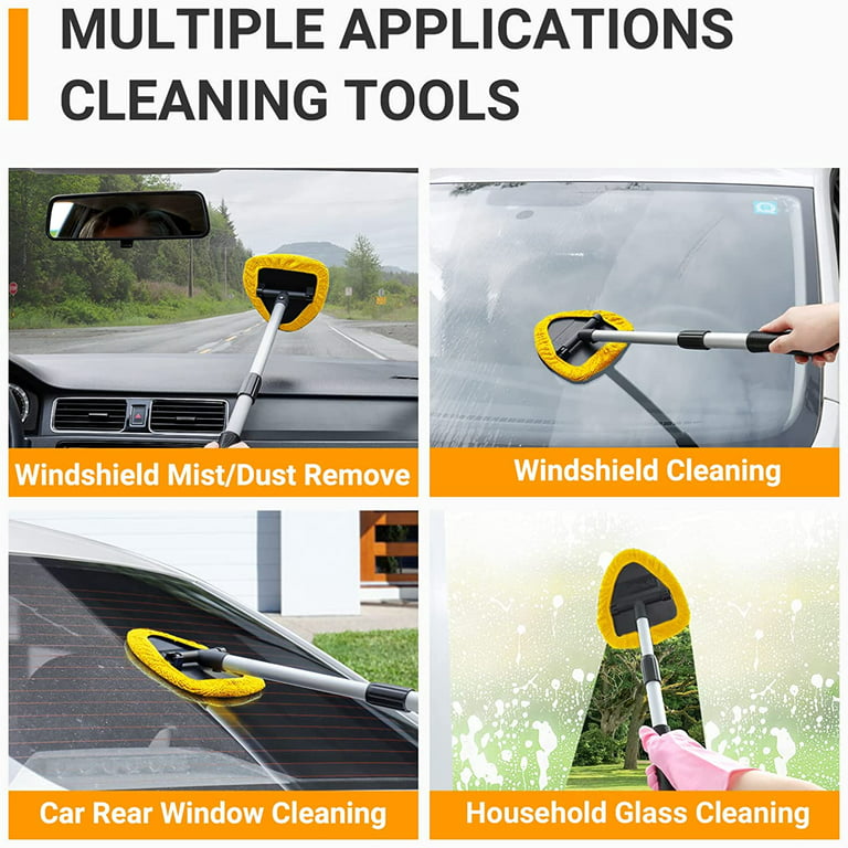 3 in 1 Car Window Cleaner Kit Extendable Long Handle Windshield