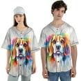 thumbnail image 4 of Watercolor Drip Beagle Pop Art Colorful Portrait Artwork All Over Print 3D Baseball Shirt Beagles Dog Lover Gifts Idea Softball Sport - 01009, 4 of 6