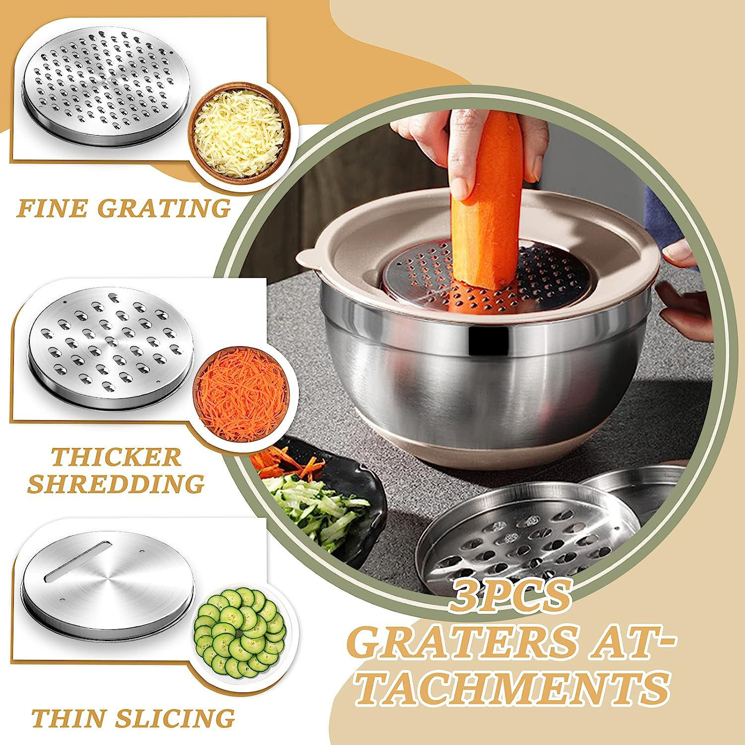 AOKIWO 32-Piece Mixing Bowls with Lids & Grater Set photo 4