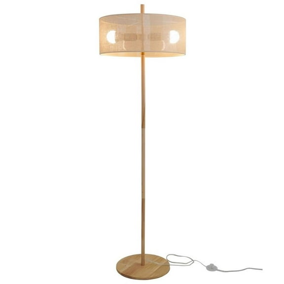 Bloom Natural Wood Floor Lamp with Linen Drum Shade