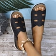 thumbnail image 3 of Rokment Womens Wedges Slides Sandals Comfortable Orthopetic Leather Memory Foam Arch Support Platform Walking Slip on Beach Summer Dress Slippers Black Size 6.5, 3 of 8
