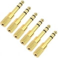 thumbnail image 1 of Quarter Inch Adapter, 6.35mm (1/4 Inch) Male to 3.5mm (1/8 Inch) Female Headphone Jack Plug, Gold 6 Pack, 1 of 6