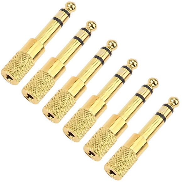 Quarter Inch Adapter, 6.35mm (1/4 Inch) Male to 3.5mm (1/8 Inch) Female Headphone Jack Plug, Gold 6 Pack,6 x 6.35mm (1/4 inch) Male to 3.5mm (1/8 inch) Female Stereo Audio Adapter,gold