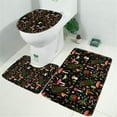 thumbnail image 2 of Red Mushroom Leaf Black Pattern Bathroom Rugs Sets 3 Piece,Toilet Cover Set,Absorbent Non Slip Bathroom Mats Sets with U-Shaped Contour Rug Toilet Rug Set, 2 of 5