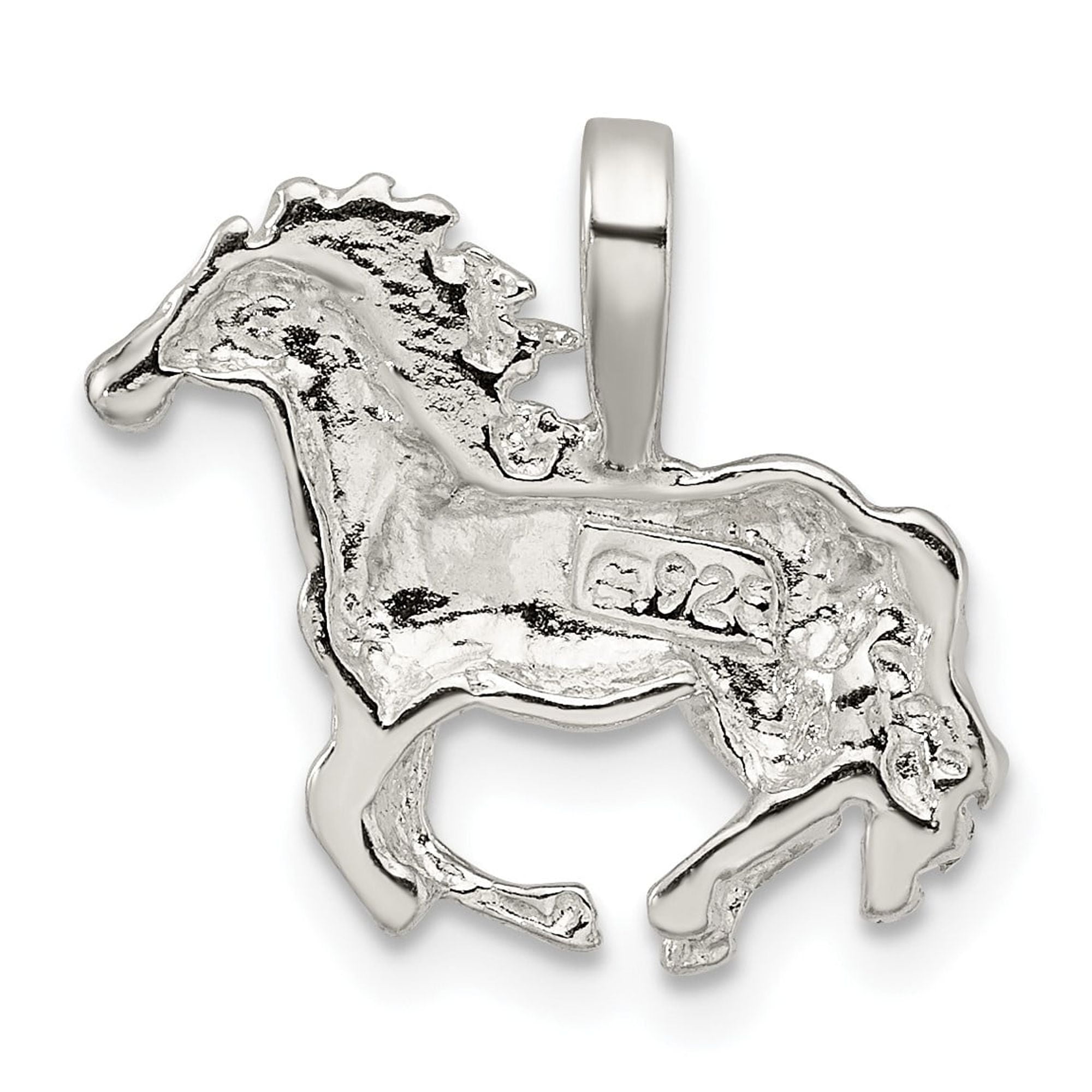 925 Sterling Silver Running Horse Pendant Charm, Western Equestrian Jewelry