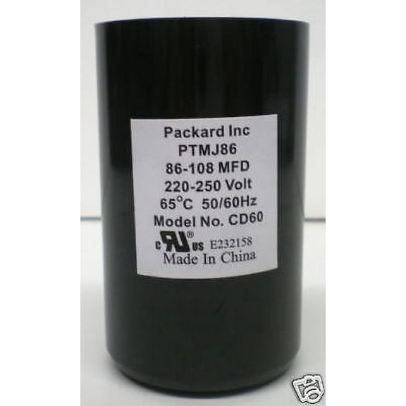 Packard PTMJ86 Motor Start Capacitor. 86-108 MFD UF / 220-250 VAC