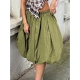 thumbnail image 5 of Michellecmm Women Bubble A-Line Skirt Casual Summer Solid Color Elastic Waist Midi Skirt for Beach Vacation Club Streetwear, 5 of 9